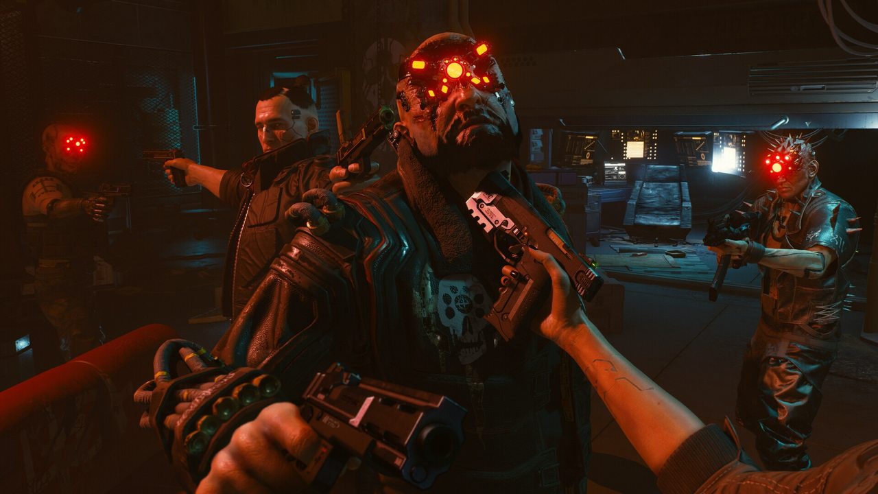 Cyberpunk 2077 screenshot of gang members in a bar