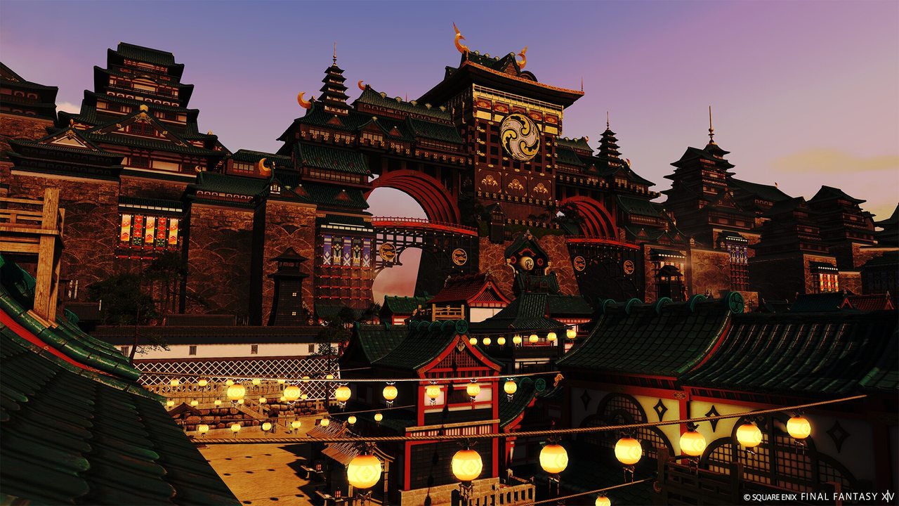 Final Fantasy XIV screenshot of Kugane at night