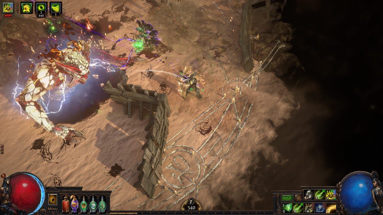 Path of Exile screenshot of a boss on a shoreline