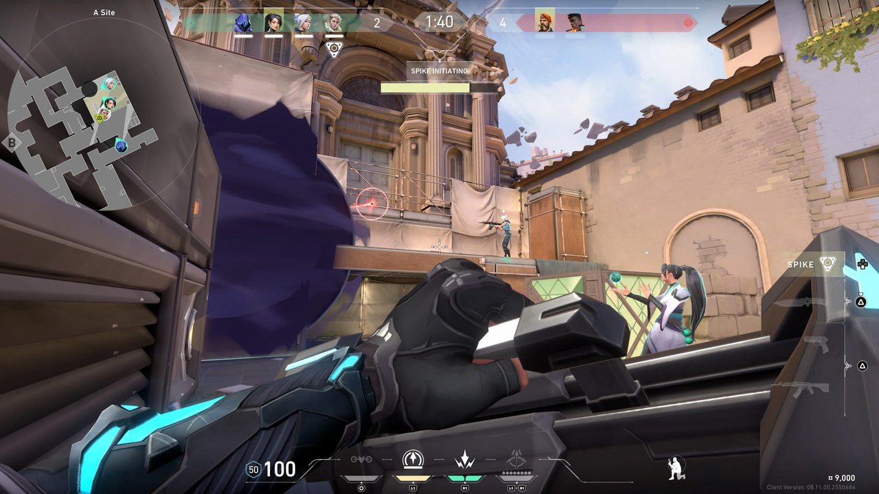 Valorant first-person gameplay screenshot with the interface
